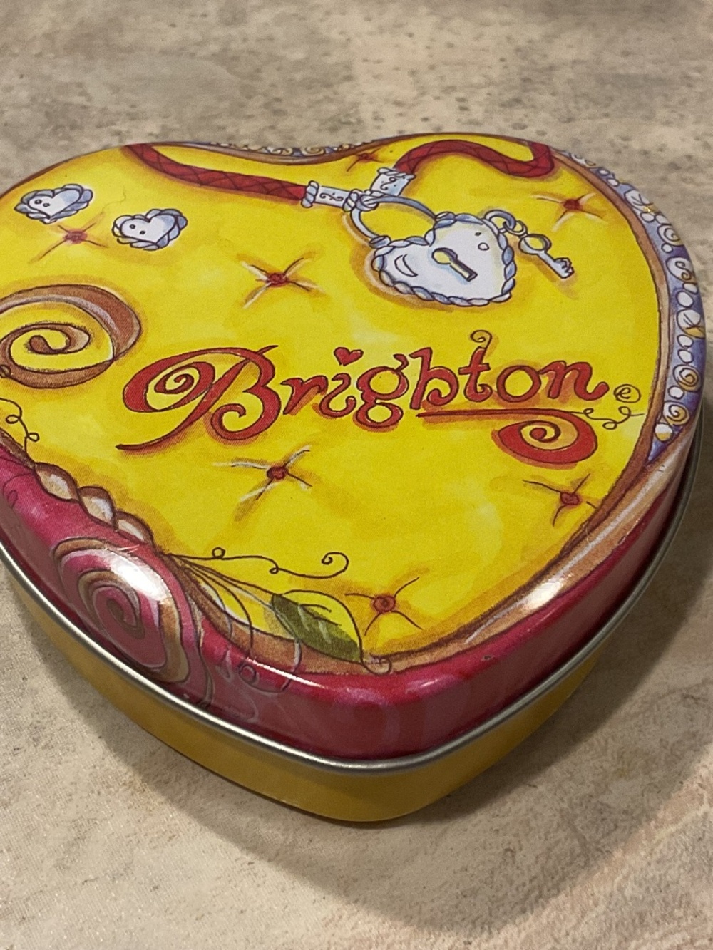 Brighton Tin Heart Shape Collectible Lock and Key